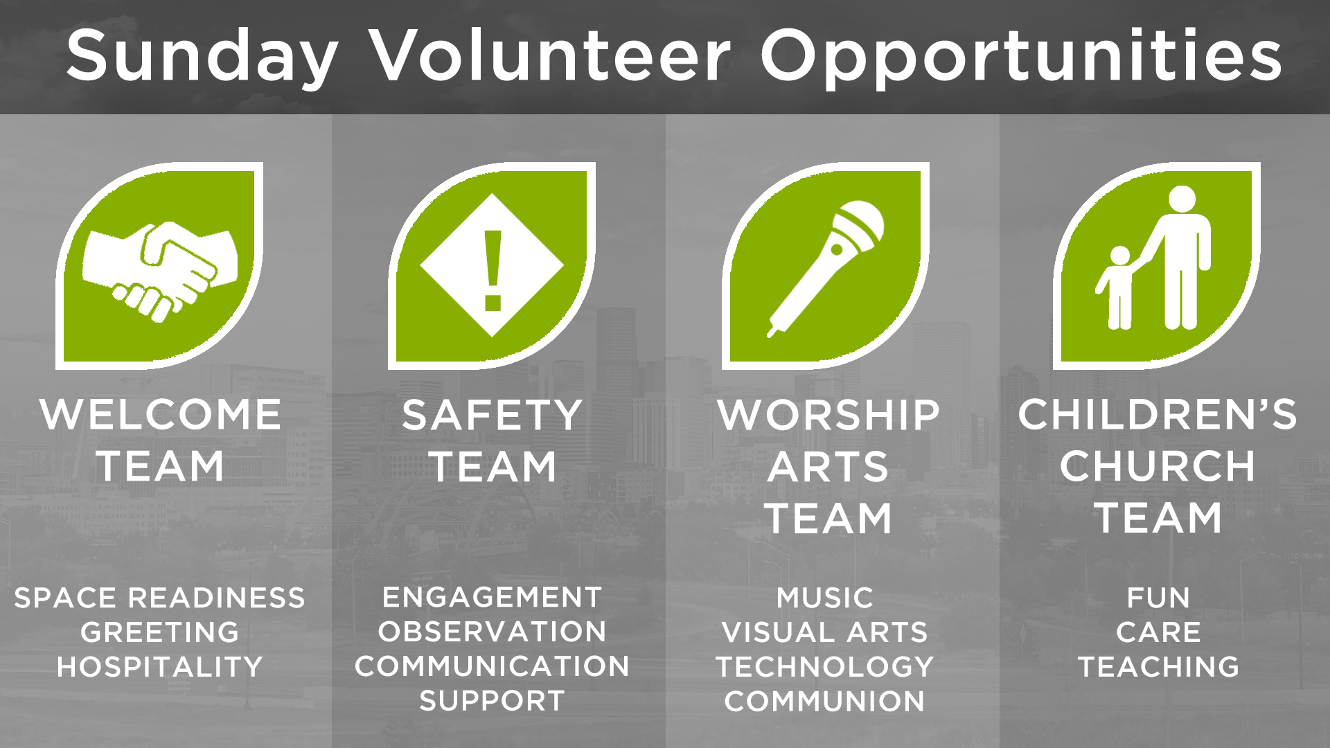 20181218 sunday volunteer teams volunteer today